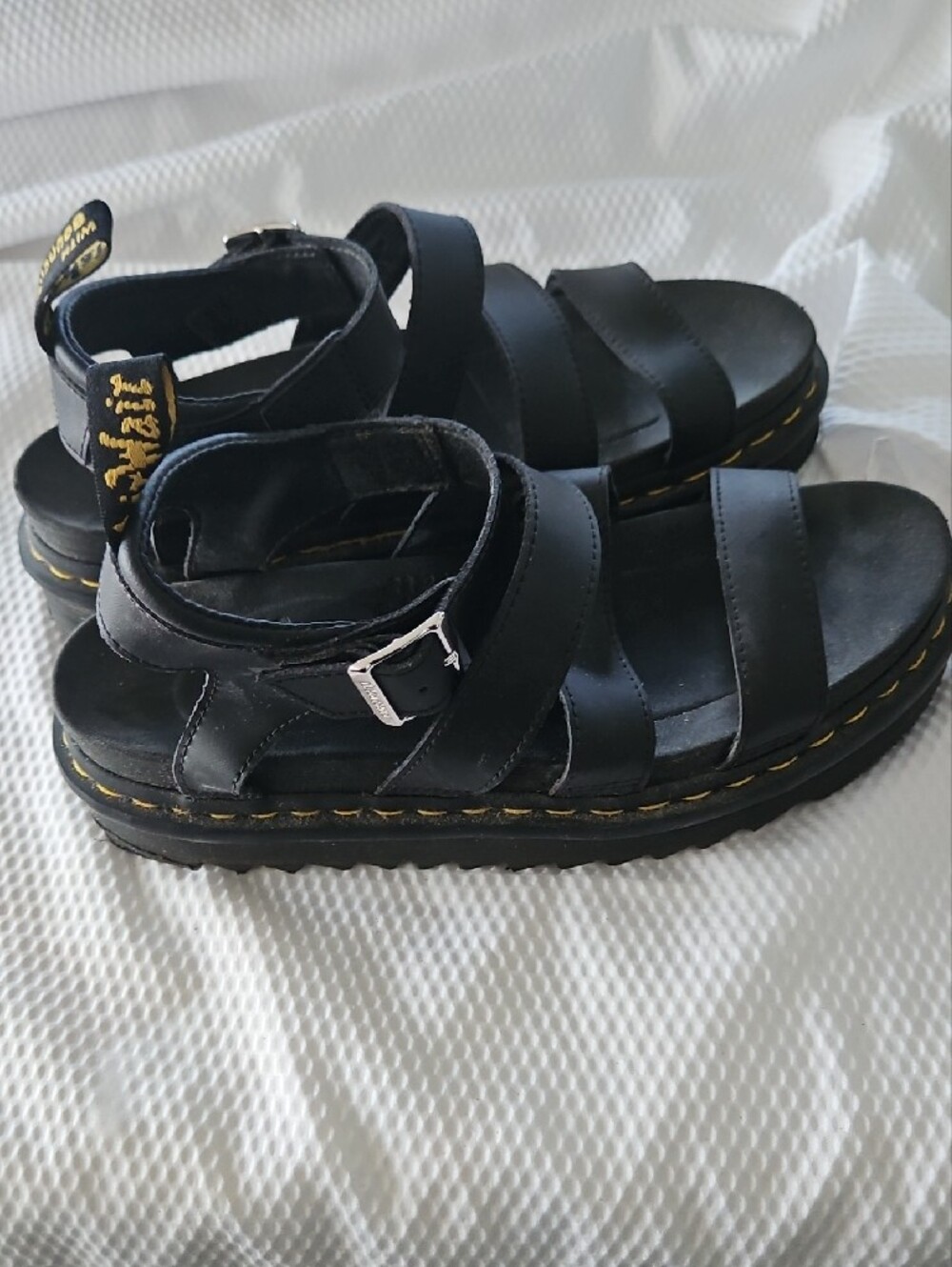 Dr. Martens Black Leather Chunky-Strap Platform Sandals